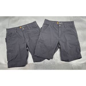 2 Pair Carhartt Men’s Force Relaxed Fit Work Shorts BS196-M Gray DAMAGED Distres
